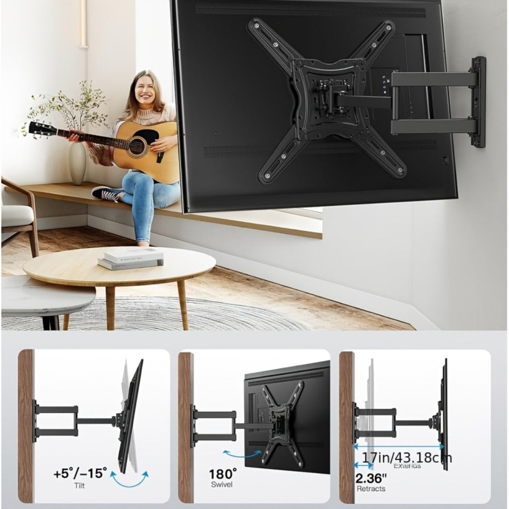 360° Full Rotation TV Wall Mount – Swivel Bracket for Flat Panel TVs, Space-Saving Wall-Mounted Installation, Home Theater & Modern Decor Compatible