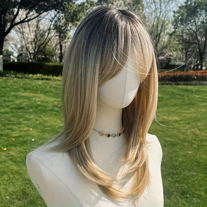 Synthetic Wig 20-Inch Layered Straight Style in Deep Purple with Hairnet Included for Cosplay Looks