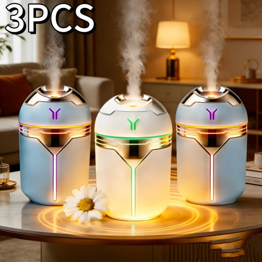 Humidifier 3-Piece Mini Set with Adjustable Spray, Color Lighting and White-Blue Combinations