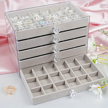 5-Tier Jewelry Box Organizer with Drawer Luxury Glam Storage