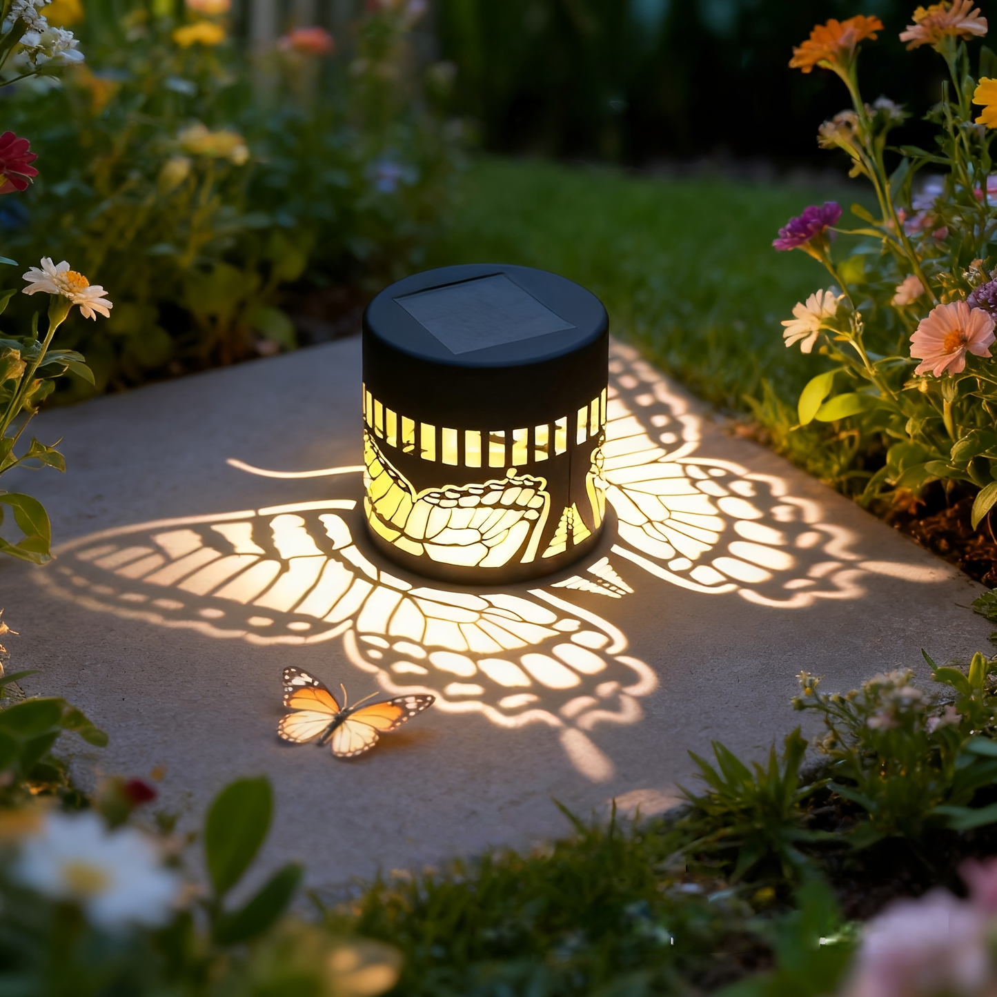 Two- or Four-Piece Solar Butterfly Fence Lantern Set with Metal Cutout Shades, 16 x 7.8 x 8.5cm Each