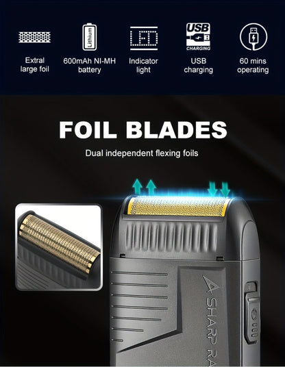 Electric Shaver VGR Cordless Foil Razor with USB Rechargeable Power in Black, Models V-363 or V-375