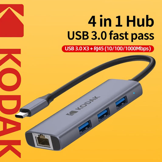 KODAK USB C Multiport Adapter 4-in-1 & 5-in-1 Hub – USB 3.0 Ports, 1000Mbps Gigabit Ethernet, Portable Aluminum Docking Station for MacBook, Laptop, Work, Home & Travel (T341/T343)