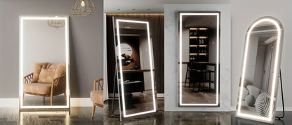 LED Full Length Mirror with Lights, Touch Control Lighted Full Body Mirror for Entryways, Bedrooms and Living Spaces