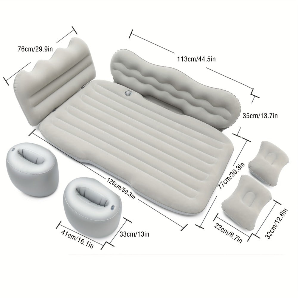 Car Inflatable Mattress for SUV & Sedan – Thickened Back Seat Sleeping Pad with Air Pump & 2 Pillows, Rear Trunk Camping Bed for Road Trips & Overlanding