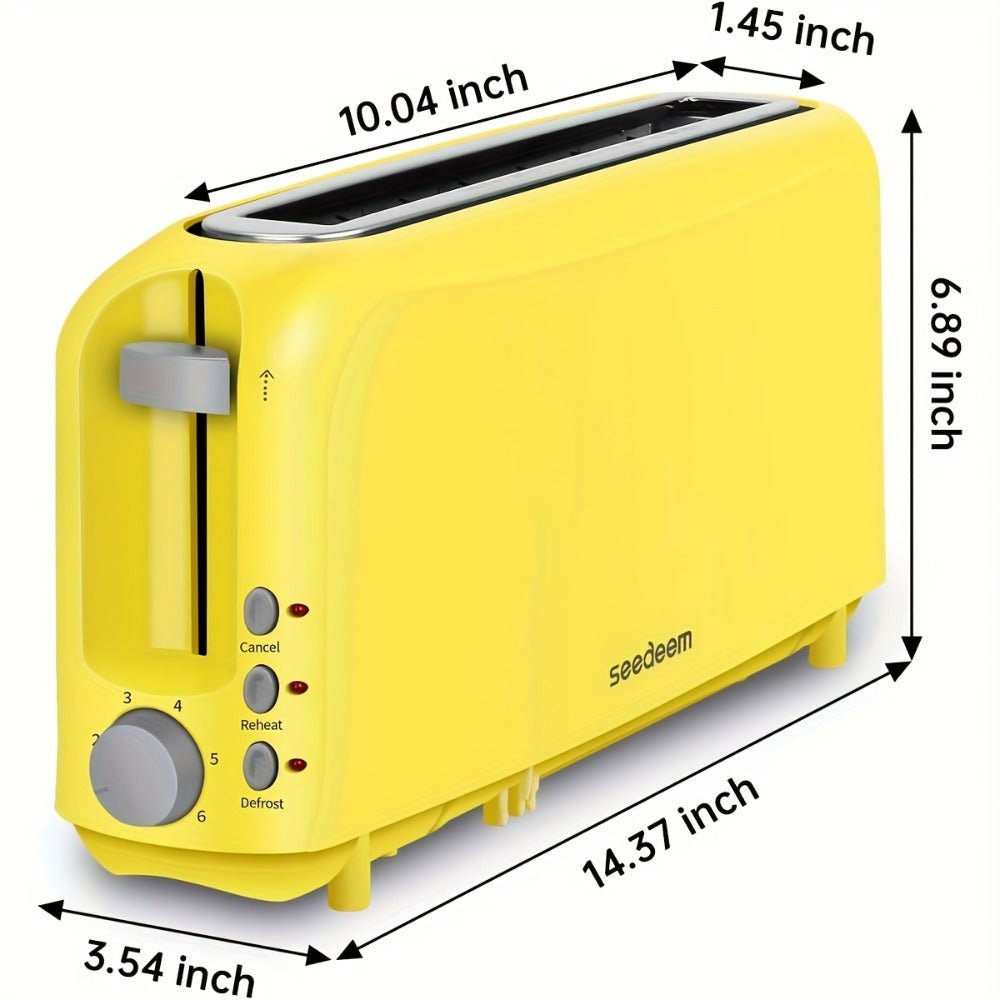 2-Slice Toaster Slim Ultra-Thin Design – 6 Browning Settings, 10" Long Slot, Reheat & Defrost Functions, Auto Shut-Off, Removable Crumb Tray, 6 Colors Available