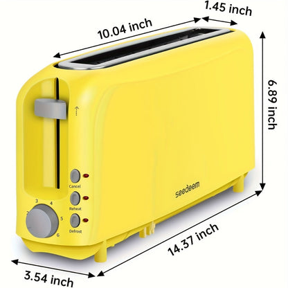 2-Slice Toaster Slim Ultra-Thin Design – 6 Browning Settings, 10" Long Slot, Reheat & Defrost Functions, Auto Shut-Off, Removable Crumb Tray, 6 Colors Available