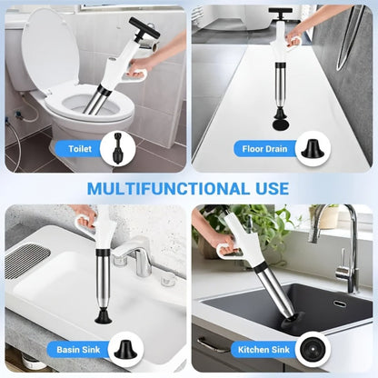 Drainage Spray Gun with Adjustable Pressure - Air Plunger Tool for Unclogging Toilets Sinks & Floor Drains
