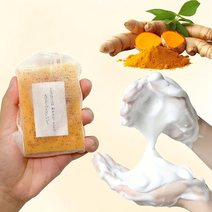 Turmeric Kojic Acid Brightening Soap Handmade Lemon Cold Process Deep Cleansing Hydrating Bar for Face & Body All Skin Types – Bundle Sets with Liquid Soap & Face Wash, Skincare Gift for Women