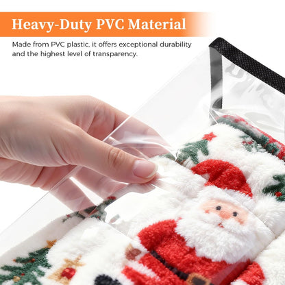 Storage Bag Set, 8-Pack Clear PVC 15.85-Gallon Closet Organizers with Black Trim, Zippers and Carry Handles
