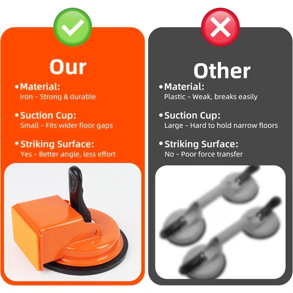 Floor Gap Fixer Tool with 4.84" Suction Cup, Laminate Floor Gap Repair Tool Kit for Vinyl Plank Hardwood Floors, Professional Plank Grabber with Metal Body & Felt Pad, Floor Installation Repair Tool