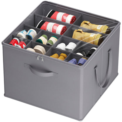 Shoe Storage Organizer with Clear Cover – Foldable Shoe Box for Closet, Fits 12-16 Pairs, Reinforced Handles, Dust-Proof Non-Woven Fabric, Space-Saving Stackable Design for Boots Heels Sneakers, 1/2/3 Pack