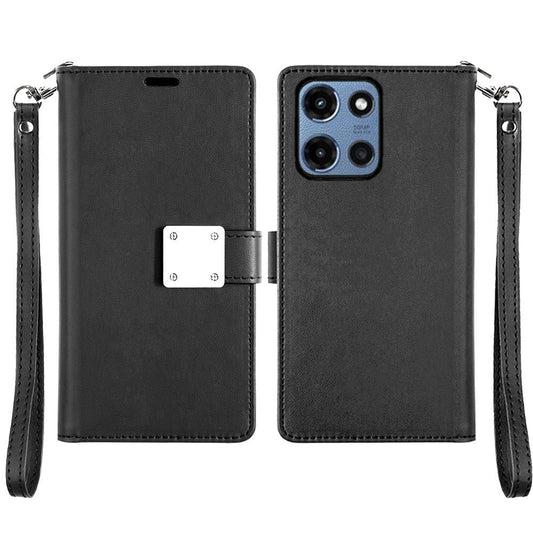 Moto G 5G 2025 Wallet Case PU Leather Folio with 5 Card Slots Cash Pocket Magnetic Closure Kickstand for Motorola Moto G 5G 2025 – NOT for 2024/2023/2022