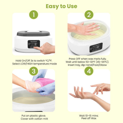 Paraffin Wax Warmer Kit 3000ml Touchscreen for Hands & Feet – Includes 6 Packs Refill Wax, Hot Wax Spa Bath for Arthritis Pain Relief & Deep Skin Moisturizing, Home Salon Use Purple Pink White Green Black