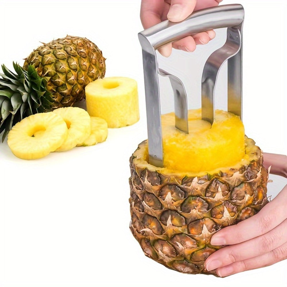 Pineapple Corer and Slicer with Twin-Grip Frame in 1-Piece or 2-Piece Quantity Options for Kitchen Prep