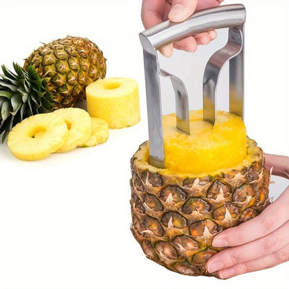 Pineapple Corer and Slicer with Twin-Grip Frame in 1-Piece or 2-Piece Quantity Options for Kitchen Prep