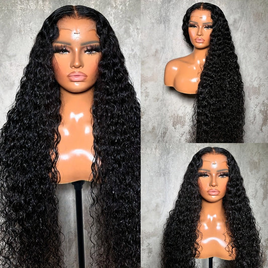 Lace Front Wig 28in Deep Curly Synthetic Style with 13x4 Lace, 180% Density and Black or Hot Pink Color