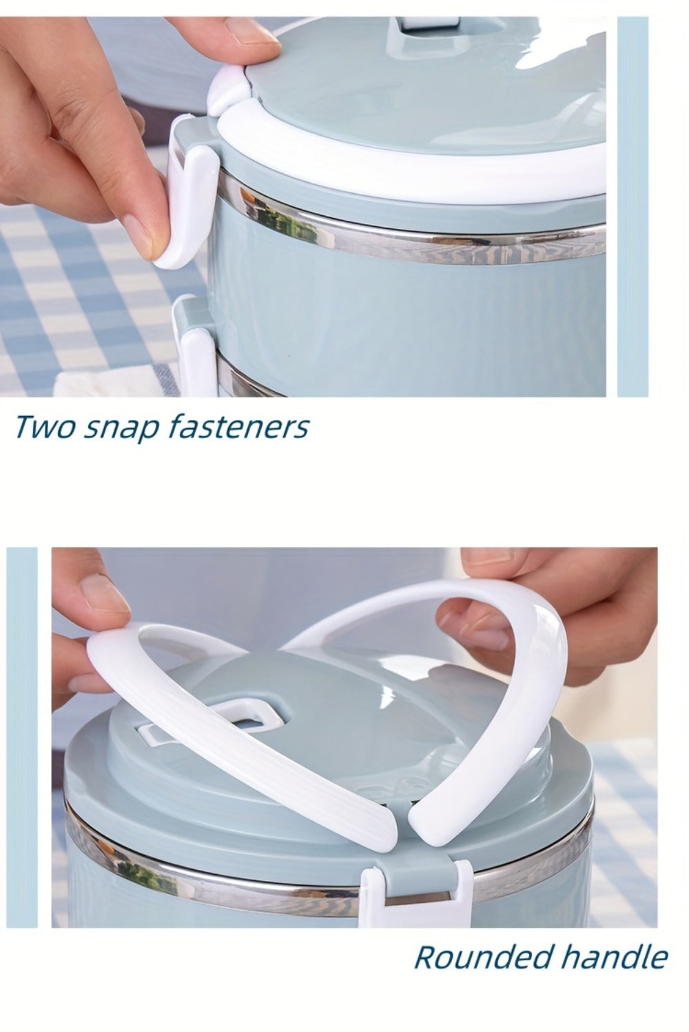 Stackable Bento Lunch Box, Stainless Steel Cylindrical Meal Container in 2-Layer, 3-Layer or 4-Layer Options