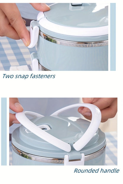Stackable Bento Lunch Box, Stainless Steel Cylindrical Meal Container in 2-Layer, 3-Layer or 4-Layer Options