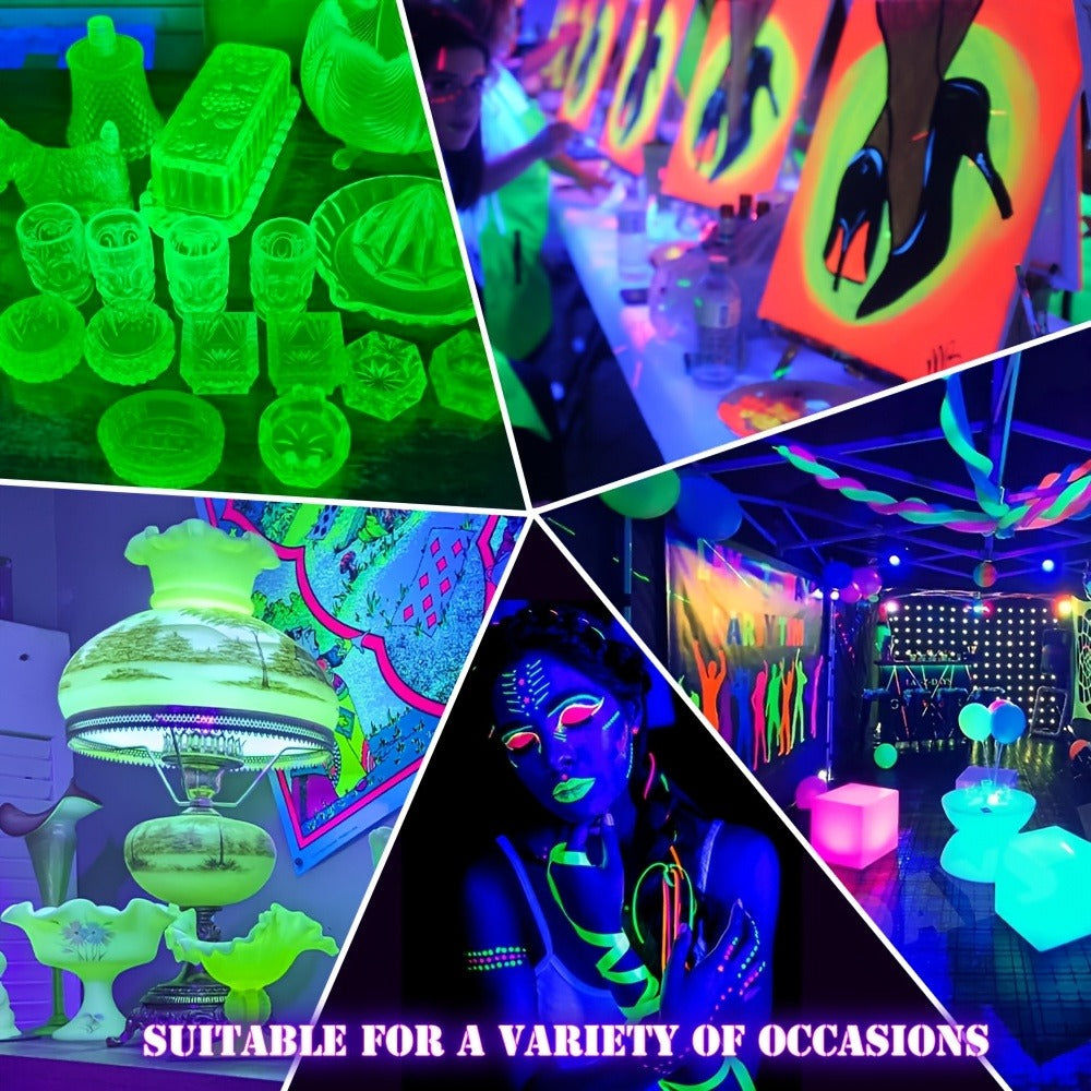 Four-Pack Rectangular UV Black-Light Panels with 144-LED Checkout Label, USB Cables and Adjustable Brackets