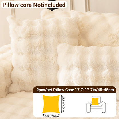 Sofa Cover Bubble Faux Rabbit Fur Panels with Silicone Non-Slip Backing for Seat, Armrest or Backrest