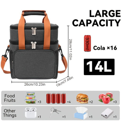 Double-Layer Lunch Carrier Bag with Shoulder Strap and One-Piece Checkout Options in Three Colors