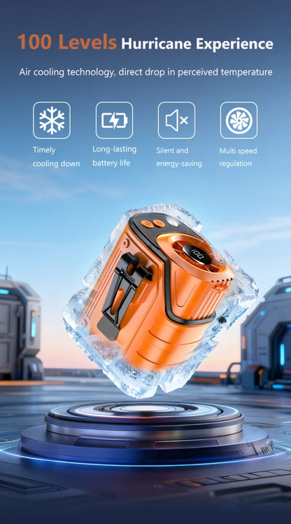 Portable Fan, 3600mAh Three-in-One Waist Clip Model with Adjustable Speeds, LED Flashlight and Digital Display
