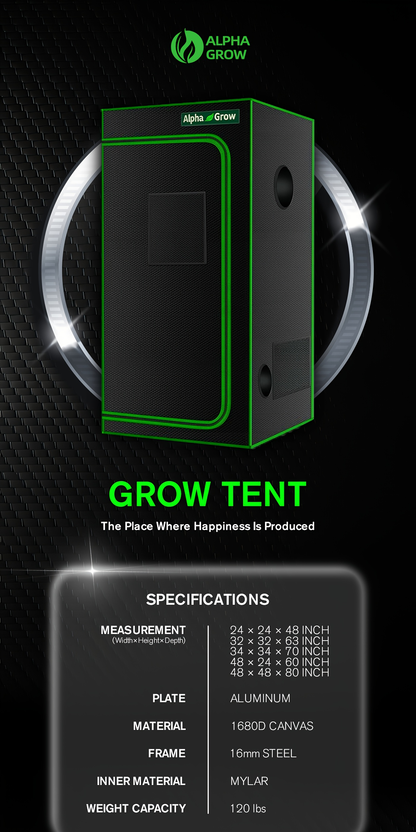Indoor Grow Tent 1680D Lightproof with Viewing Window, Floor Tray & No-Tool Assembly, Hydroponic Setup for Seedling & Vertical Flowering