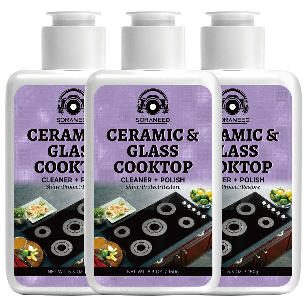 Ceramic Stovetop Cleaner Cream – Heavy Duty Glass Stove Top Cleaning Paste, Removes Burnt-On Grease & Stains, Non-Scratch, Non-Toxic, No Harsh Fumes, Safe for Induction & Electric Cooktops