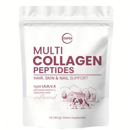 Collagen Powder Multi-Source Complex — Hydrolyzed Types I, II & III with Skin Nutrients for Anti-Aging, Skin Elasticity, Hair, Nails & Joint Support | Natural Flavor | 1 lb & 2 lb