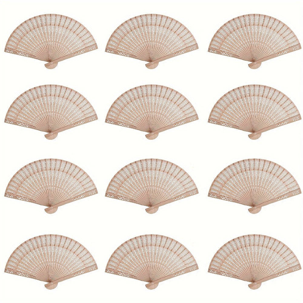 Wood-Tone Folding Hand Fans with Individual Gift Bags and Tassels in a 50-Piece Wedding Favor Pack