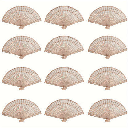 Wood-Tone Folding Hand Fans with Individual Gift Bags and Tassels in a 50-Piece Wedding Favor Pack