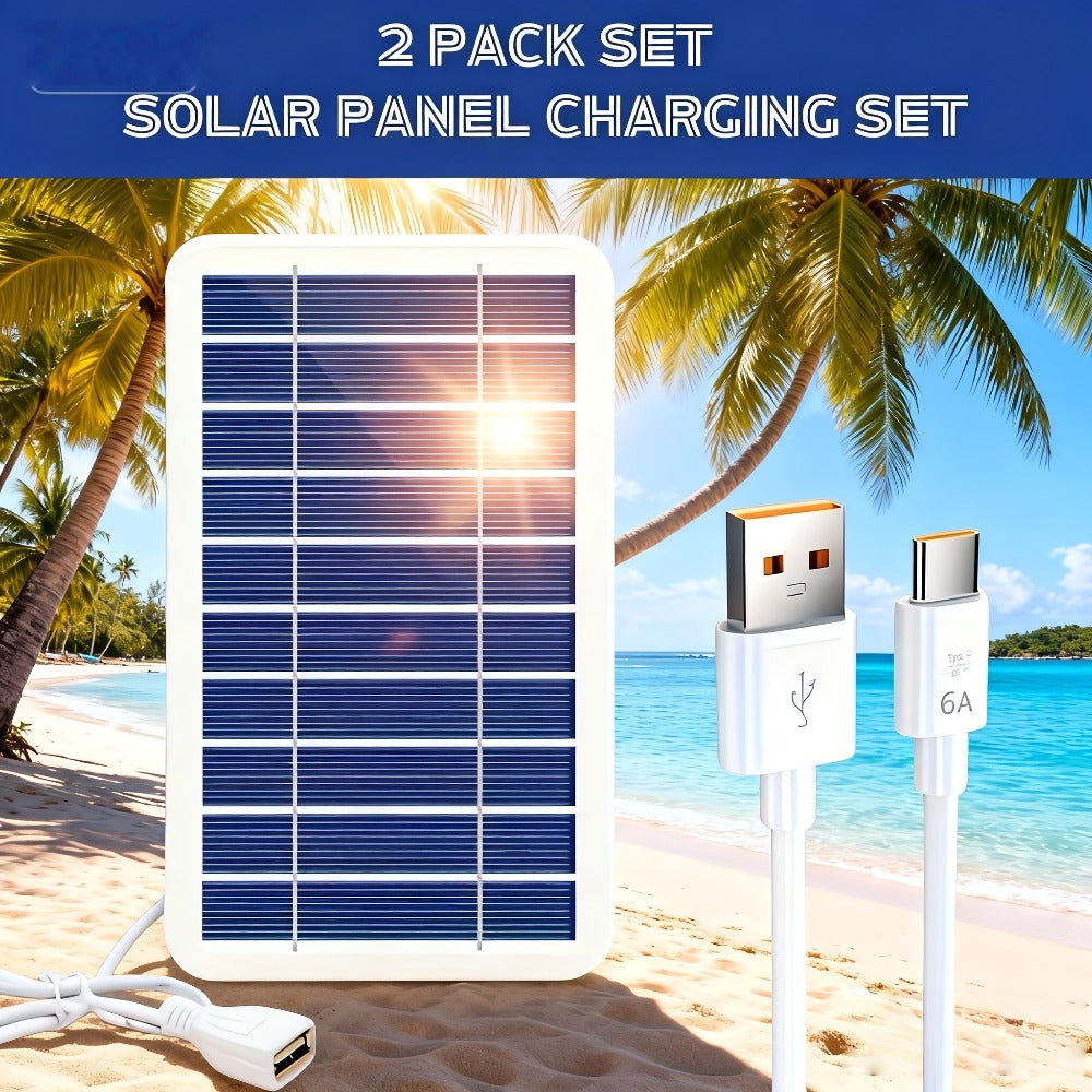 Solar Panel Phone Charger USB – Flexible Photovoltaic Outdoor Charging Panel with USB Cable, Portable Solar Power Generator for Camping, RV, Hiking & Emergency Device Charging (2W / 10W)