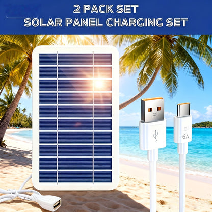 Solar Panel Phone Charger USB – Flexible Photovoltaic Outdoor Charging Panel with USB Cable, Portable Solar Power Generator for Camping, RV, Hiking & Emergency Device Charging (2W / 10W)