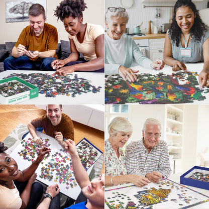 Adult 1000-Piece Jigsaw Puzzle Three-Pack with 20 Wildlife, Scenic and Pattern Theme Combinations