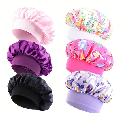 Six-Piece Printed Shower Cap Set in Five Protected Assorted Color and Cartoon Pattern Options