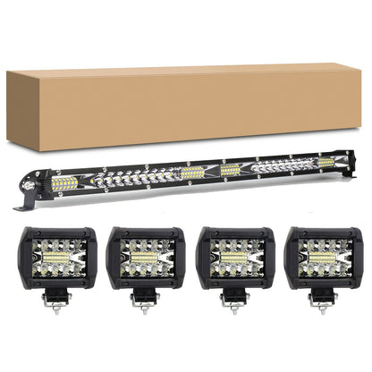 LED Work Light Bar Kit for Off-Road Truck Jeep SUV ATV UTV Tractor, 12-24V 2000-3000LM Combo 22in 10in + 4in Spot Flood Lights, No Battery Required, Hard Wire or Direct Power