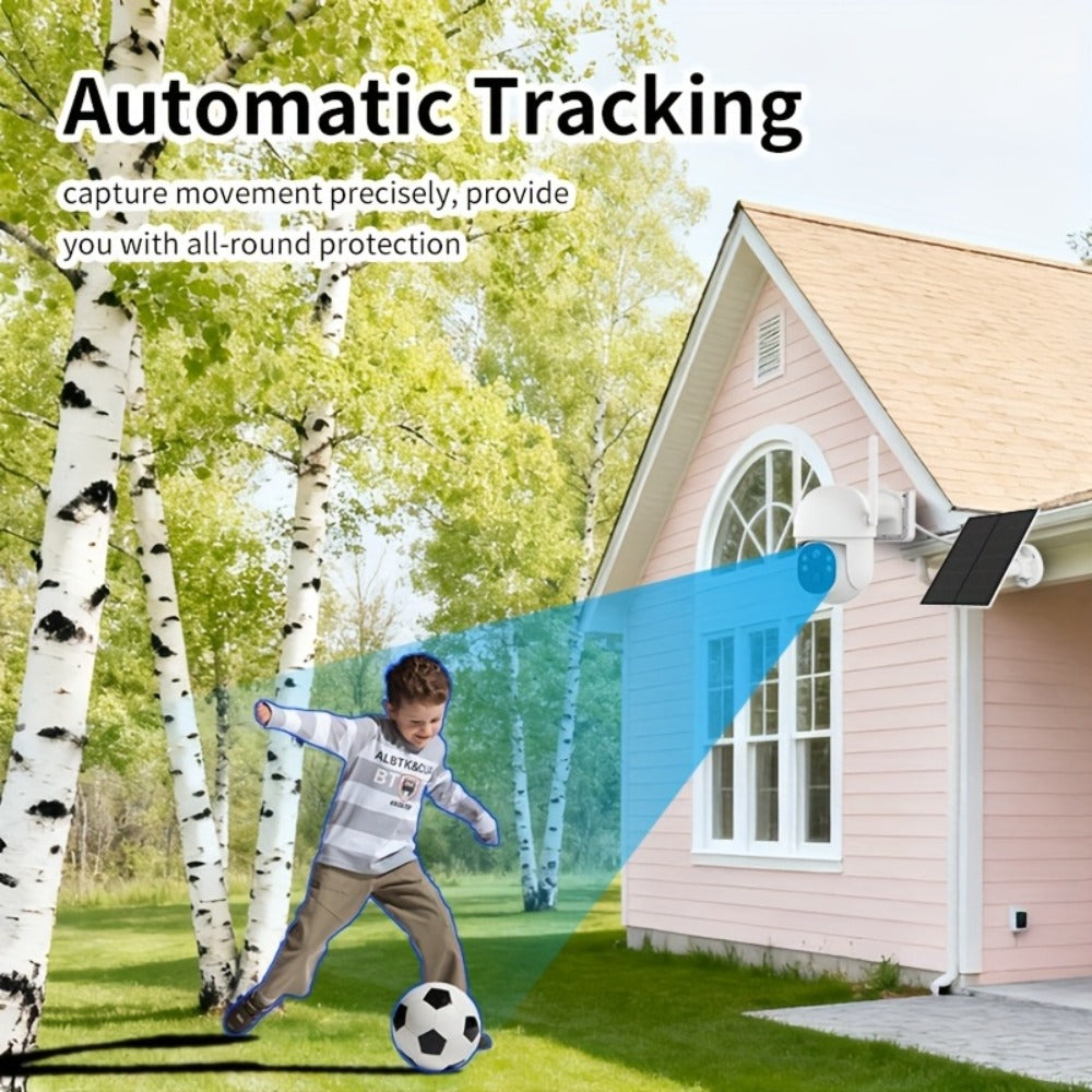 Encrypted Cloud Solar Security Camera Outdoor 3MP AI Detection – App-Controlled Pan Tilt, Full Color Night Vision, Sound & Light Alert, Two-Way Audio, Waterproof Wireless WiFi Camera