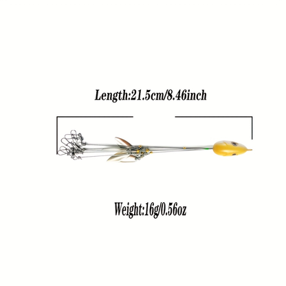 Fishing Lure Set 7-Piece Five-Arm Umbrella Rigs with Spinner Blades, Reinforcing Pins and Mixed Head Colors