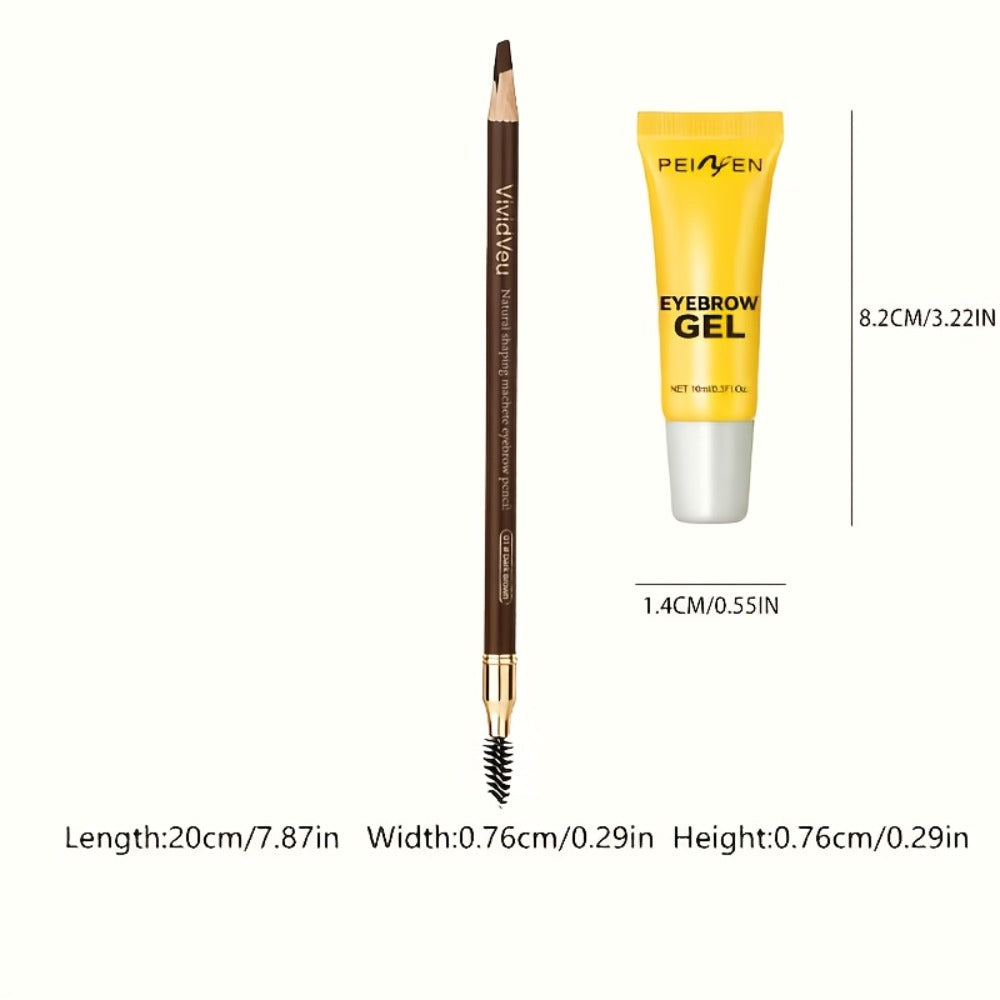 Four-Color Wood Eyebrow Pencil Set with Sharpened Brown-Tone Tips, Spoolie Ends and Approx. 20 cm Length