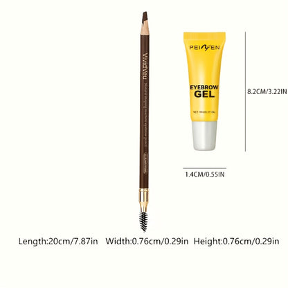Four-Color Wood Eyebrow Pencil Set with Sharpened Brown-Tone Tips, Spoolie Ends and Approx. 20 cm Length