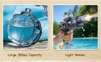 Two-Piece Electric Light-and-Sound Water Blaster Sets in 727 or 737 Models and Blue or Black Colors