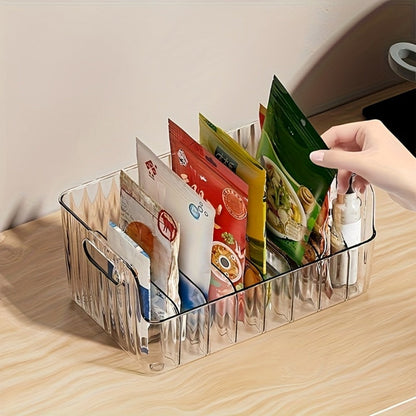 Seasoning Storage Box Transparent Plastic with Adjustable Compartments | Detachable Multi-Function Kitchen Organizer for Spices Snacks Small Items | Large Capacity Refrigerator Countertop Organizer