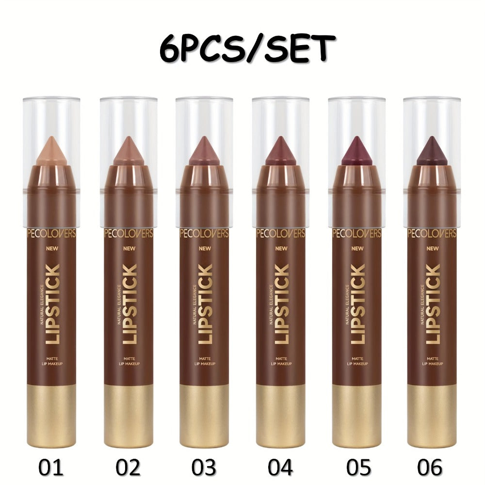 Non-Smearing Contour Lip Liner Set 6 Pcs – Smooth Paste Matte Formula Long Lasting Precise Definition, Outline & Fill Lips in Various Shades for All Skin Tones, Makeup Gift for Women