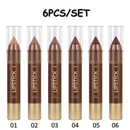 Non-Smearing Contour Lip Liner Set 6 Pcs – Smooth Paste Matte Formula Long Lasting Precise Definition, Outline & Fill Lips in Various Shades for All Skin Tones, Makeup Gift for Women