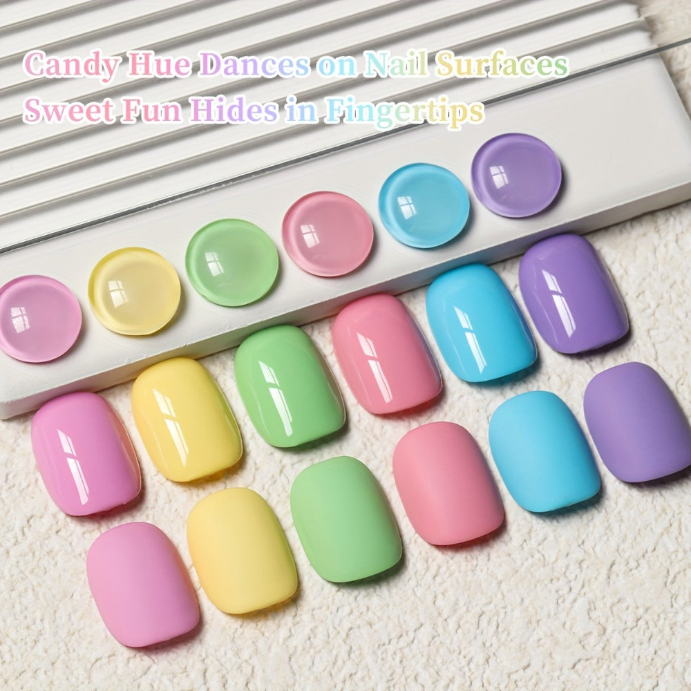 Sweetheart Candy Gel Nail Polish Set 6 Colors – Multicolor Glossy LED Nail Art Kit Long-Lasting Salon Quality Semi Permanent Spring Summer Nail Gel Easy Apply Non-Toxic 6pcs
