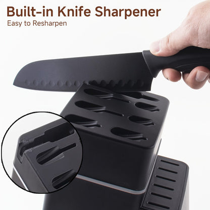 15-Piece Kitchen Knife Set with High-Carbon Stainless Steel Label, Black Handles, Scissors and Sharpening Block