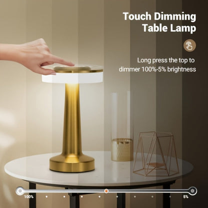 Rechargeable Touch Table Lamp – 3 Color Dimmable Portable Bedside Nightstand Lamp with Battery, Small Wireless Desk Light for Bedroom, Living Room & Travel