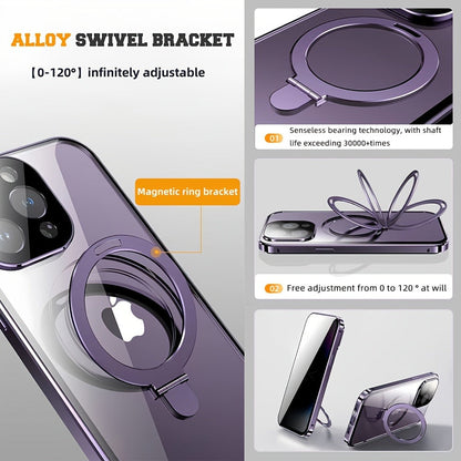 Phone Case Anti-Spy Double-Sided Tempered Glass Cover with Security Lock and Kickstand for iPhone 15 Series