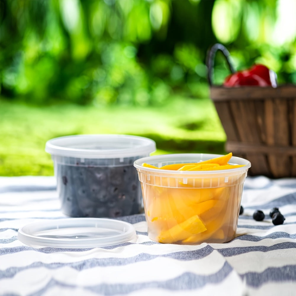 Food Storage Containers 24-Pack 16 oz Round Deli Boxes with Lids for Microwave, Freezer and Top-Rack Dishwasher Use